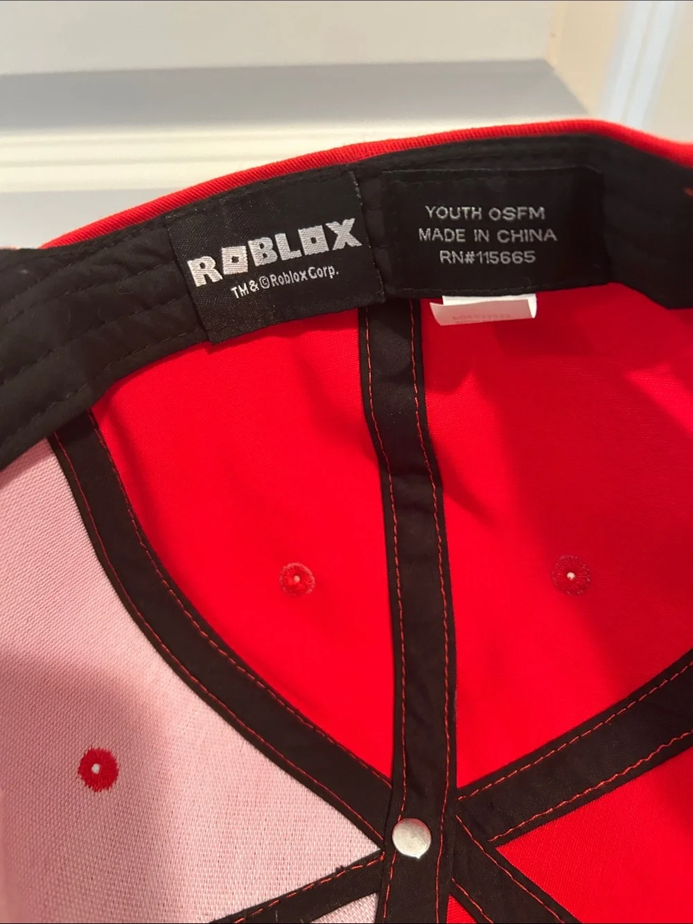 Roblox Gamer Logo Red Snapback Hat with vibrant multiple character Brim size OS